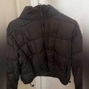 Women's Black Cropped Puffer Jacket